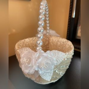 Soft gold flower girl basket